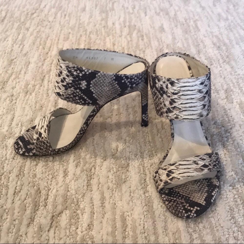 Stuart Weitzman Snake Print Sandals Heels 7